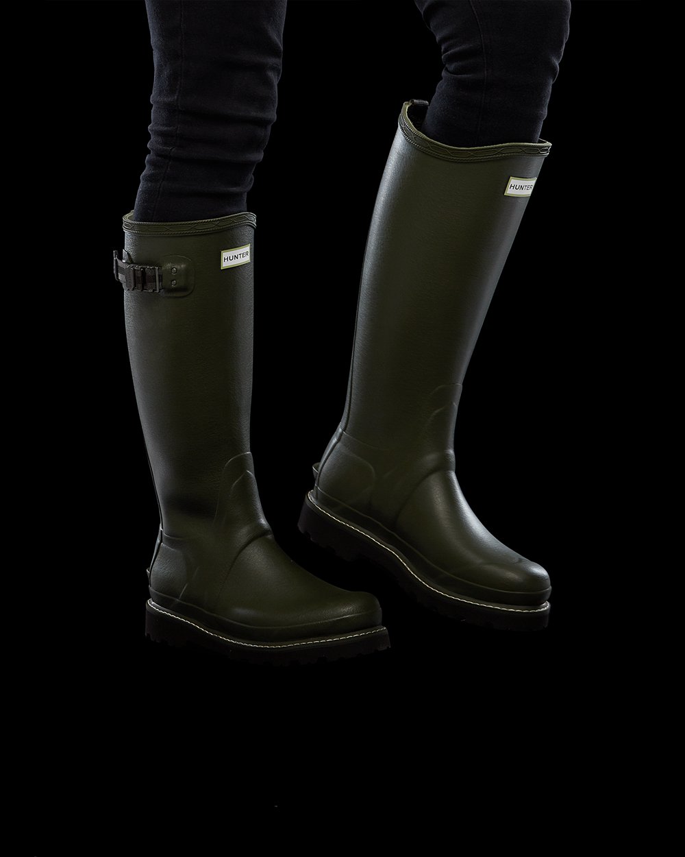 Botas de Lluvia Altas Hunter Mujer - Balmoral Poly-Lined - Verde Oscuro Oliva - LDHWMVR-31